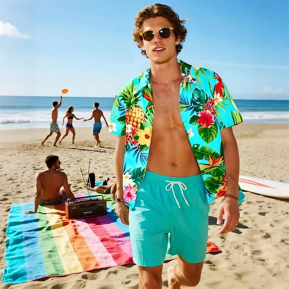 

Men's Hawaiian Shirts Summer Casual Hawaiian Palm Tree Animal Parrot Pineapple Button Lapel Short Sleeve 3D Printing Clothes