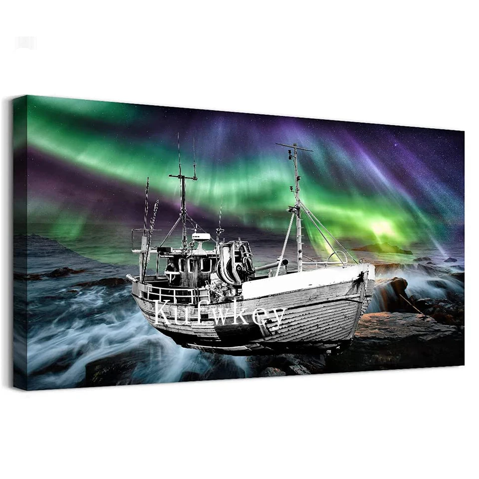 Aurora Coast Boat Landscape DIY Diamond Painting Jewelry cross stitch Embroidery Kit Mosaic Picture Decor Home New Arrival 2024