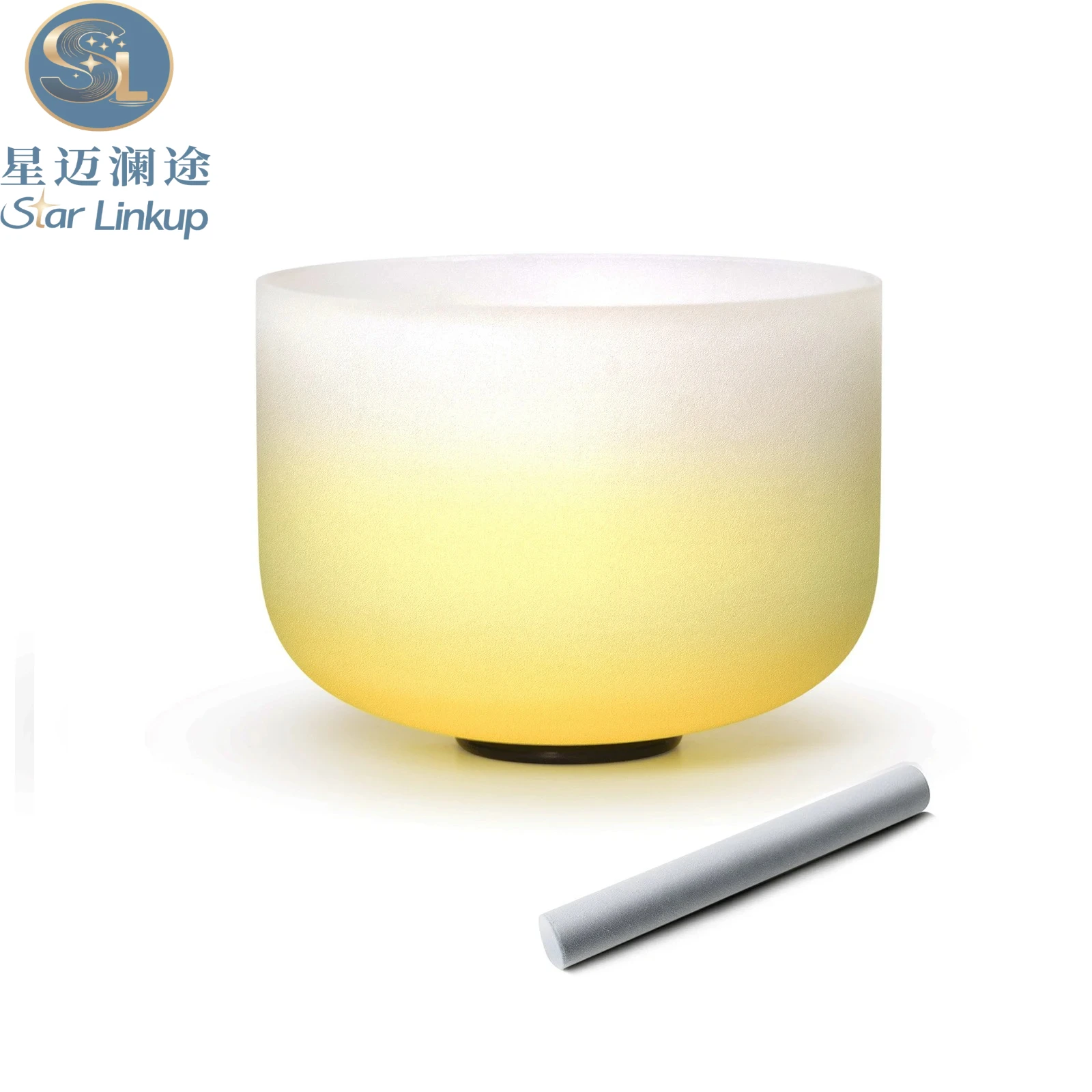 Star Linkup 12 Inch Frosted Quartz Crystal Singing Bowl, Dual Optional Tuning 432Hz / 440Hz Precise E Note Matched to Solar Plexus Chakra, Complete with Suede Mallet Stick, Resonance Sound Healing Instrument for Yoga Meditation, Sound Bath Therapy,