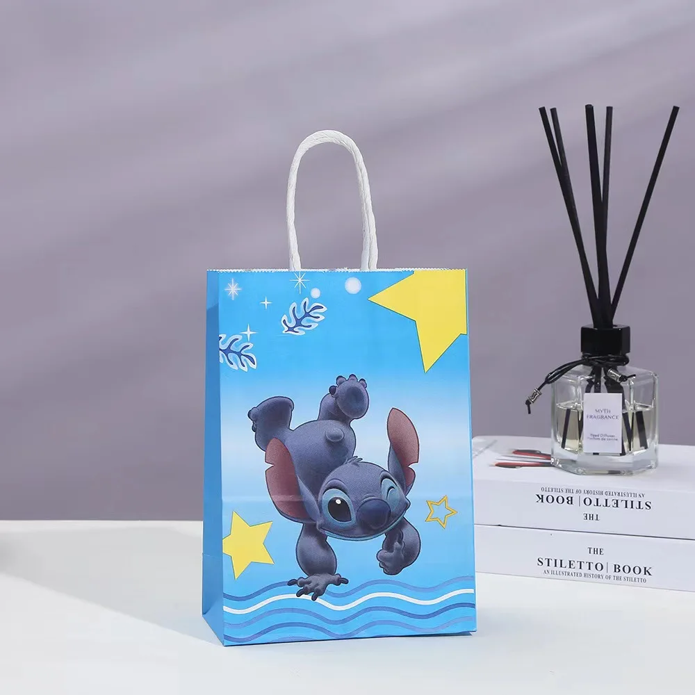 Disney Lilo & Stitch ชุดรูปแบบกระดาษน่ารักถุงของขวัญขนมบิสกิตกระเป๋าแฟชั่นสตรีตกแต่งงานเลี้ยงวันเกิดอุปกรณ์อาบน้ำทารก