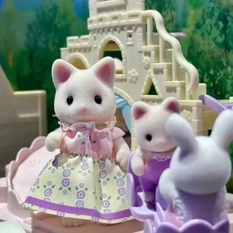 Sylvanian Families Panda Elefantes Familia de tres figuras de Anime lindo juguete de ensamblaje para niños juguetes para jugar a las casitas regalos de cumpleaños