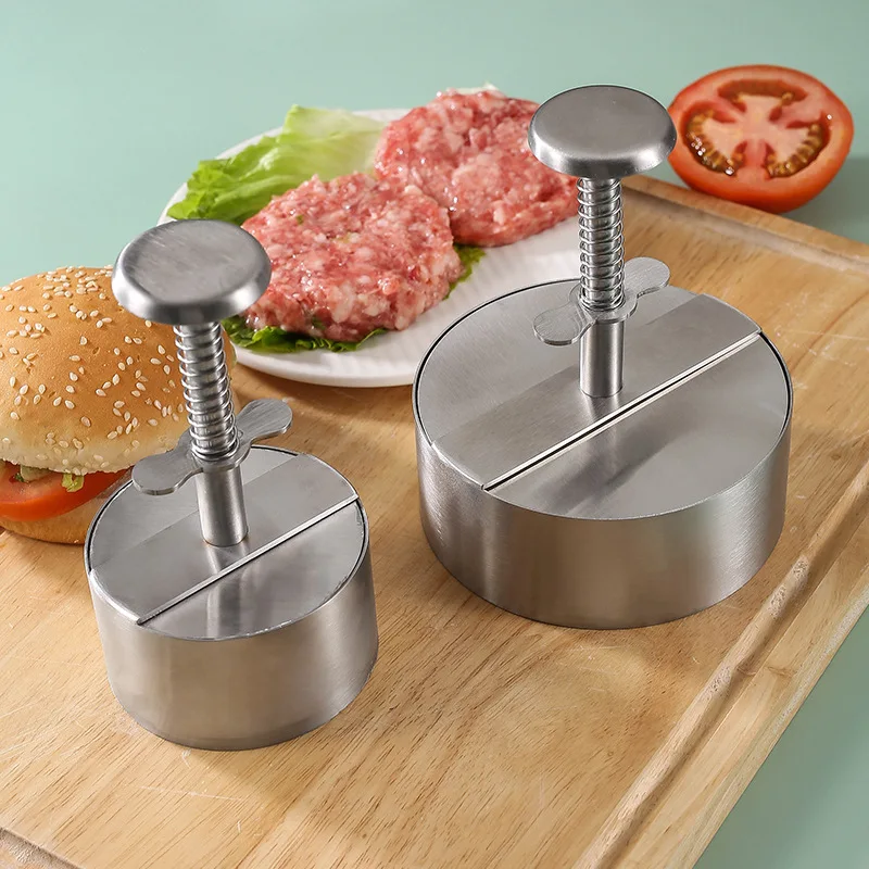 

Cross border circular press type meat press manual hamburger patty steak meat press plate mold kitchen tool