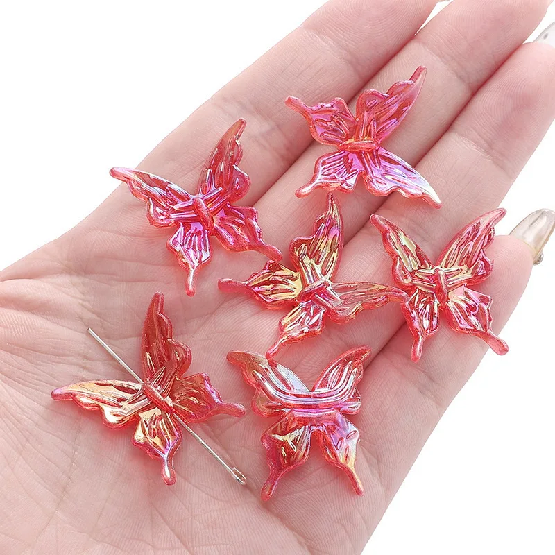 20Pcs Acrylic Clear AB Color Butterfly Beads for Crafts