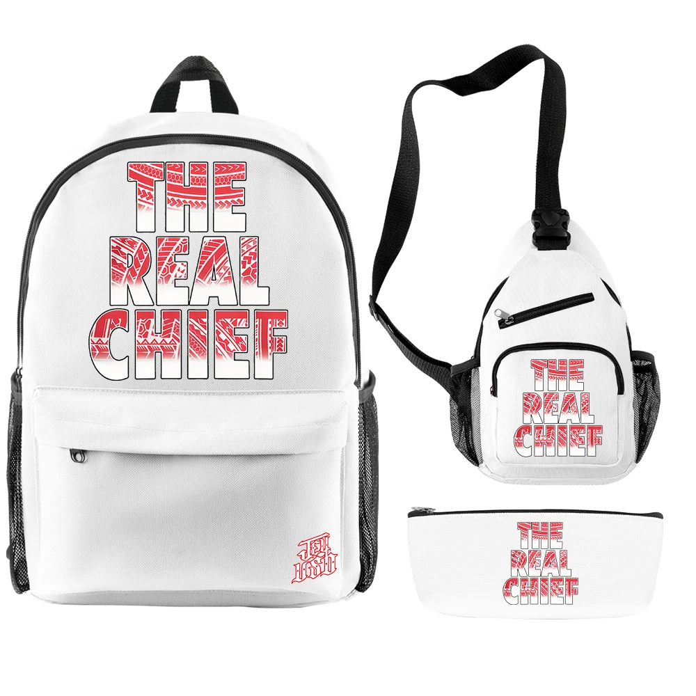 Jey Uso The Real Chief Merch Mochila para homens e mulheres, mochila casual, sacos de viagem, mochila, bolsa de ombro, Unise Packsack, 3 peças por conjunto