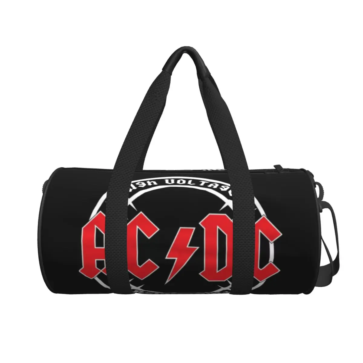 AC DC Round Large Capacity Travel Duffel Bag, Handheld travel bag, lightweight storage luggage bag