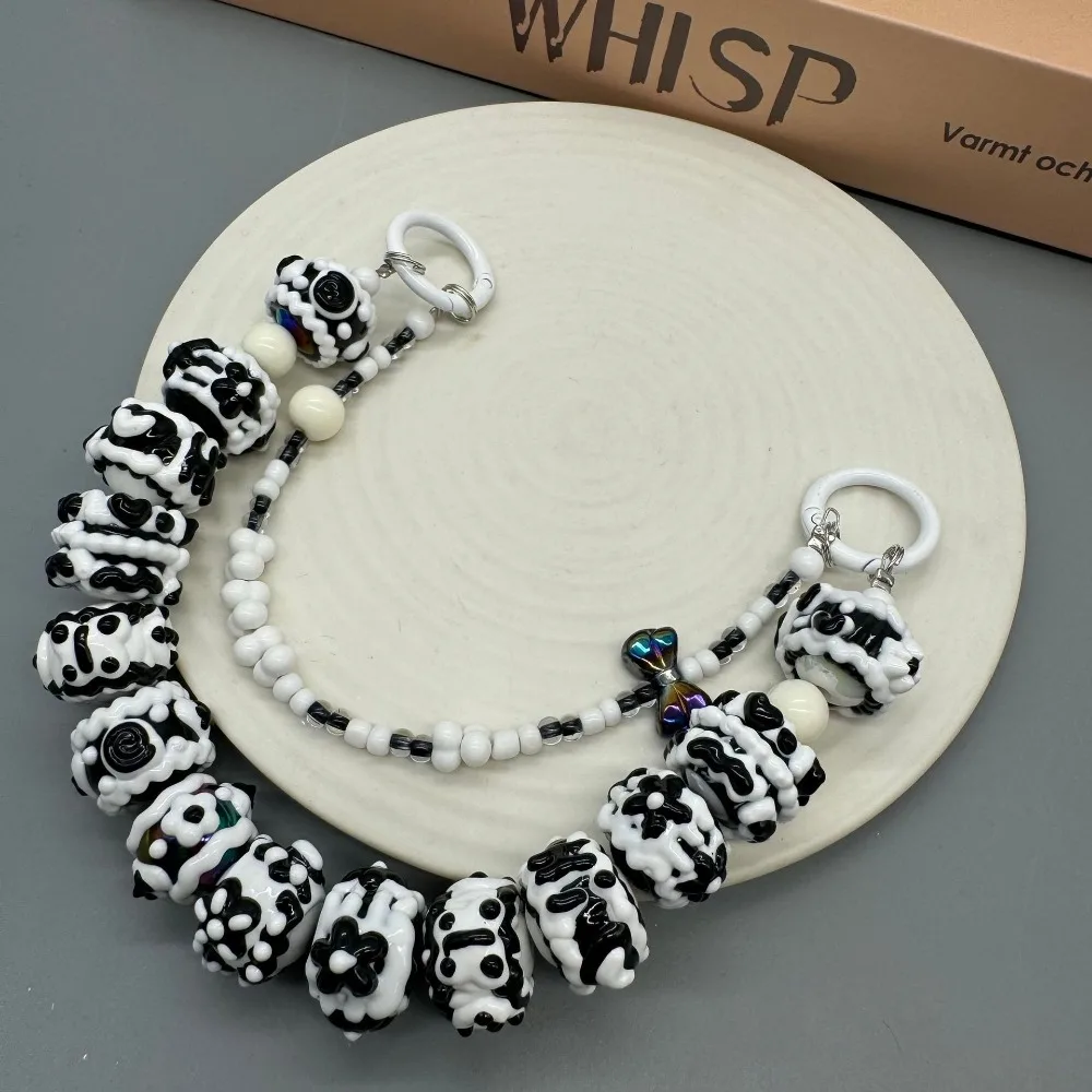 

Модный красочный ремешок для мобильного телефона, расшитый бисером, ручная роспись, ремешок для телефона, двойная цепочка, сумка, подвеска, брелок