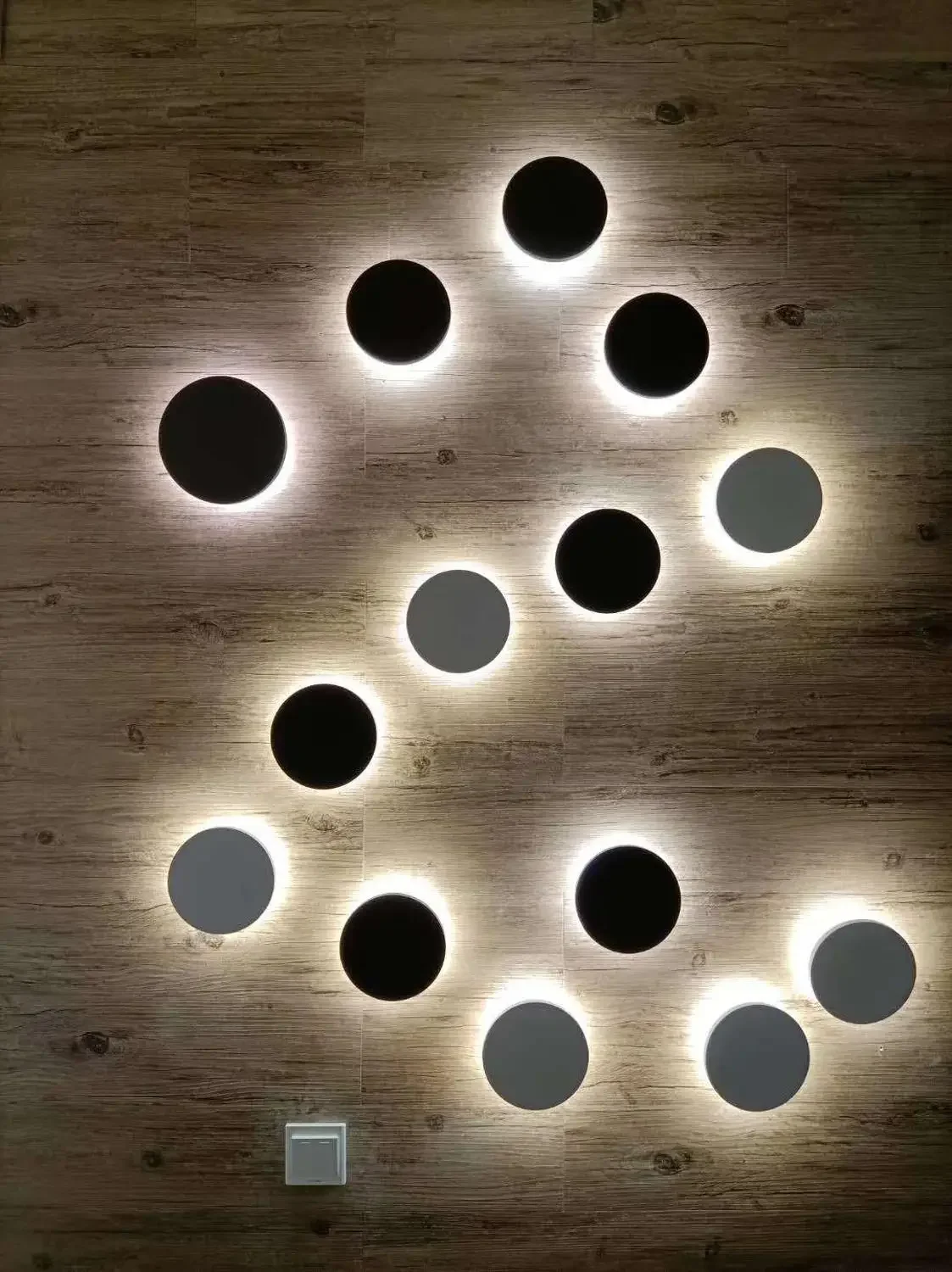 Imagem -05 - Nordic Hardwired Led Wall Light Round Wall Art Lamp Faça Você Mesmo Home Decor Sala de Estar Decoração da Escada Aperte Retroiluminado Quarto 20cm 30cm