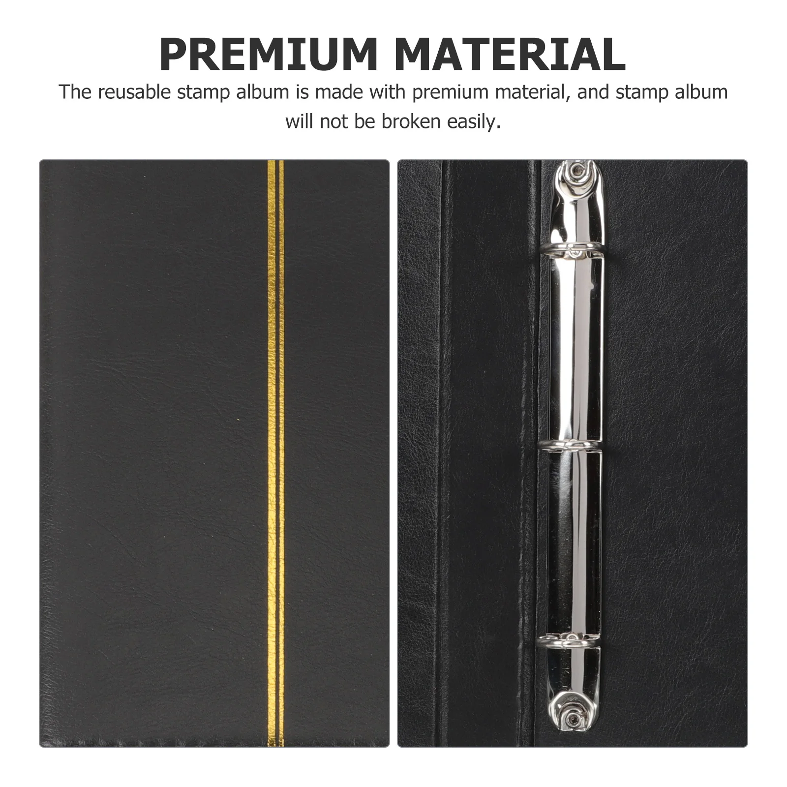 PU Stamp Collecting Album A5 Black Binder Coin Collection Book Postcard Holder Lightweight Reusable Premium Material