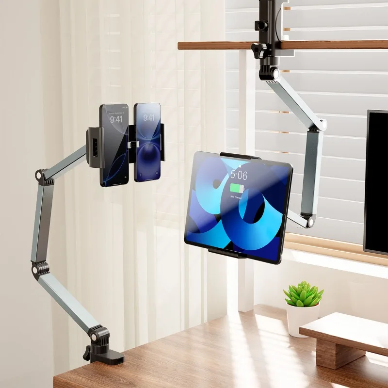 Tablet Stand for Desk,Adjustable iPad Holder Clamp Mount,360° Rotation, Sturdy Aluminum Tablet Arm Mount for 4.7