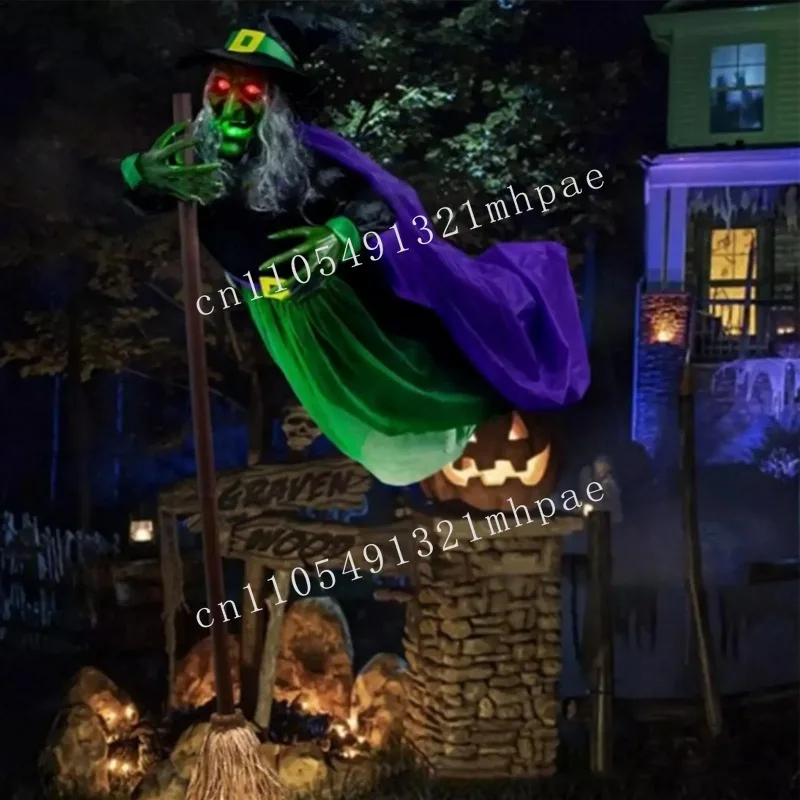 

2025 new Spooky Halloween Decor Hovering Witch Prop Outdoor Spooky Witch Festive Lighted Props Halloween Decoration