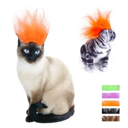 Halloowen Pet Wigs Cosplay Props Dog Cat Cross-Dressing Hair Set Hat Costumes Head Accessories Christmas Prank Costumes DIY