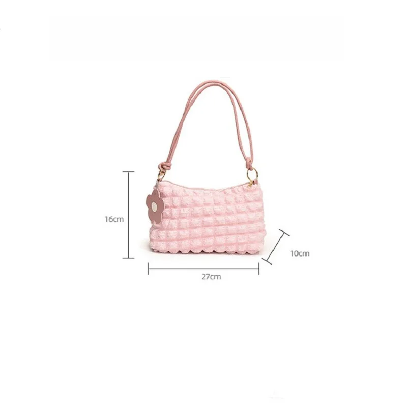 Pleated Flower Women's Shoulder Handbag Fashionable Underarm Bag Large Capacity Crossbody Bag Tote Bag Pleated Bubbles Bucket