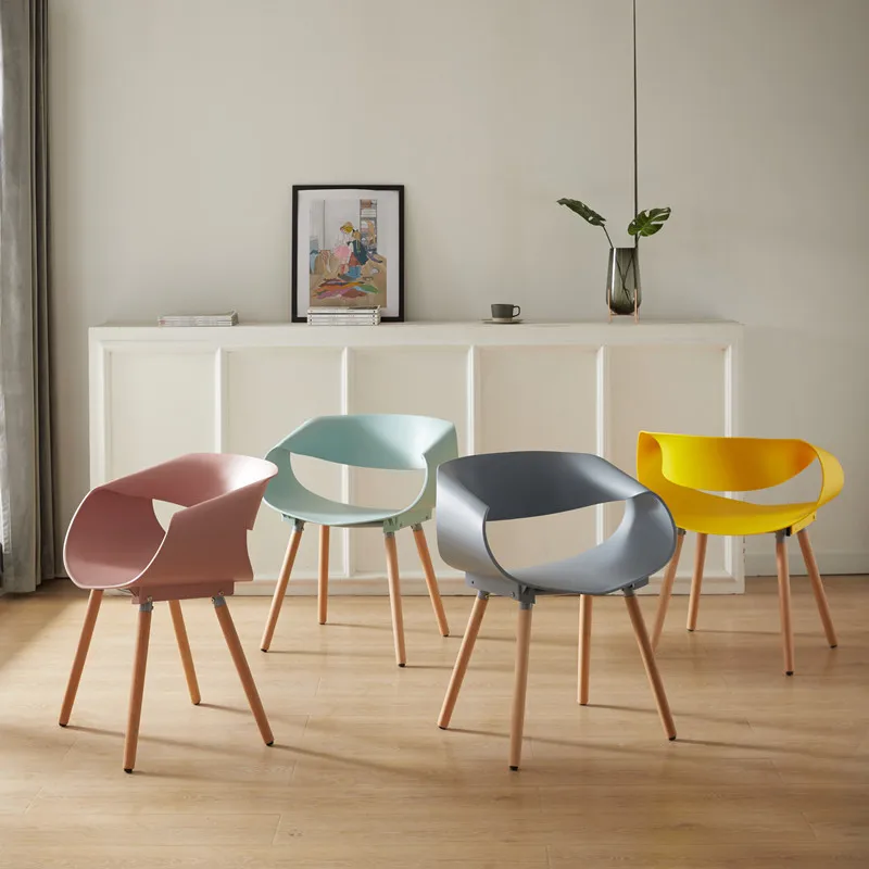 Modern simple home chair Plastic Nordic Internet celebrity dining chair Backrest stool Leisure chair Book table chair