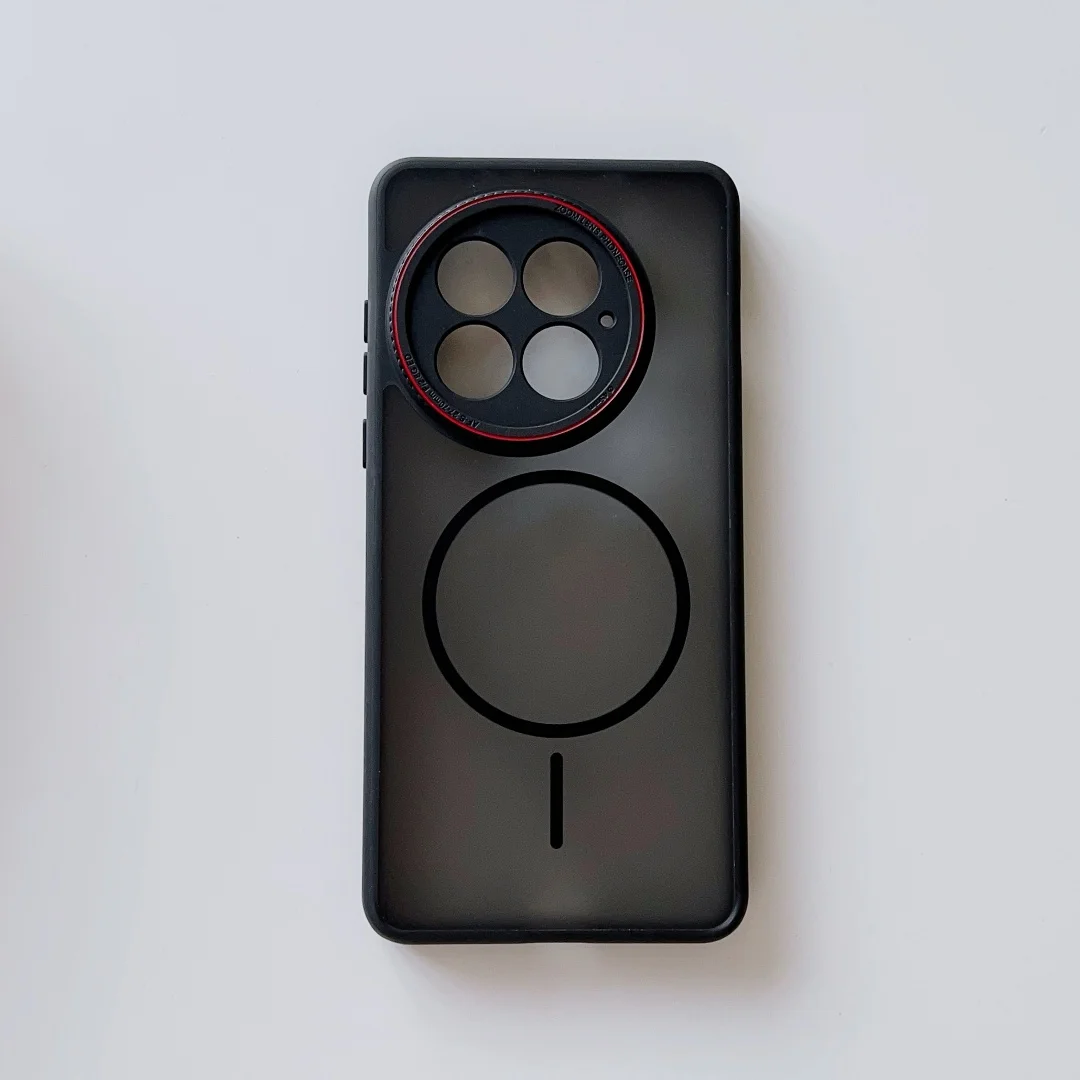 حافظة لهاتف OnePlus 13 13T Ace 5 Magsafe شحن مغناطيسي أسود كاميرا دائرية الملمس غطاء الهاتف المحمول