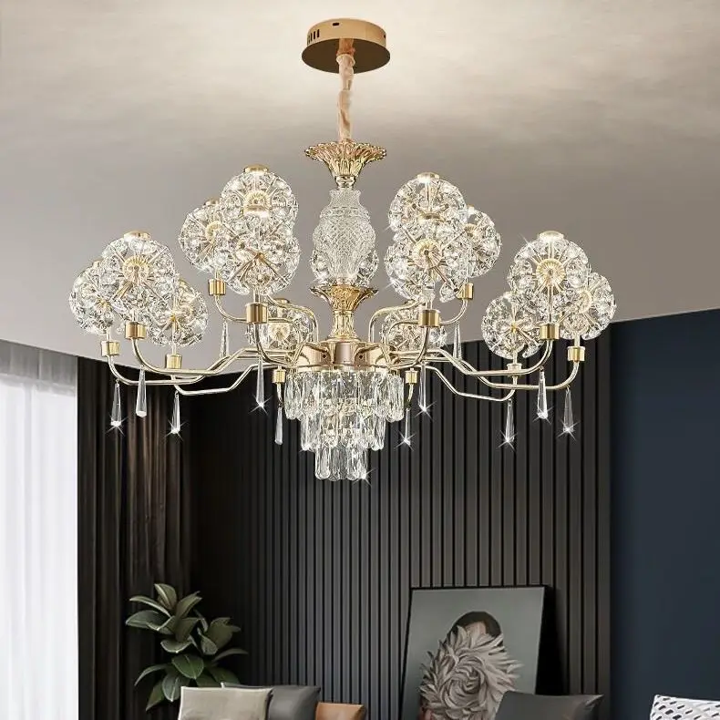 Modern LED Embroidery Ball Ceiling Chandeliers Crystal Living Dining Room Pendant Lamp Home Decor Hanging Light Luster Fixtures