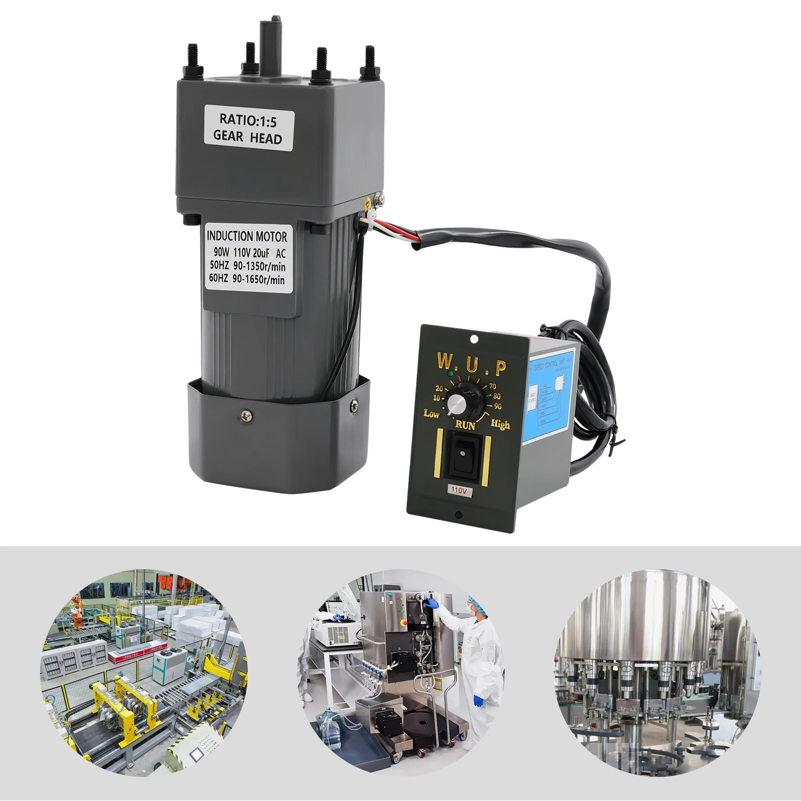 محرك مخفض التروس سهل التجميع وموفر للطاقة - سطح أملس للتنظيف بدون جهد، ومؤشر ضوئي وأسلاك ملونة #4