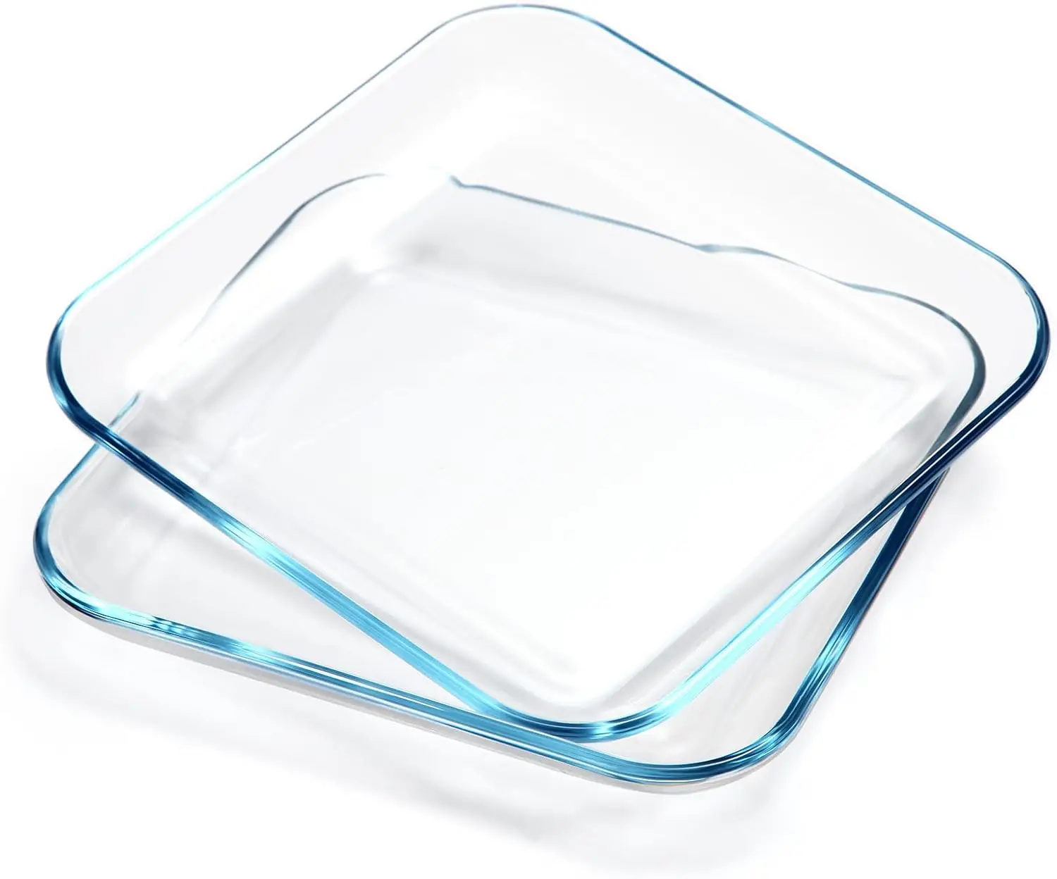 

2 Pack Glass Salad Plates, Tempered Glass Dinner Plate Set For Kitchen, Square Glass Serving Plates, Dishwasher & Microwave Safe