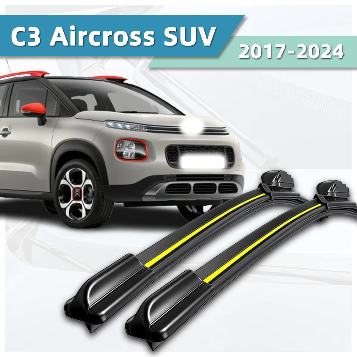 Suitable For Citroen C3 Aircross SUV(2017-2024)Wipers Natural Rubber High-Definition Stable Durable Car Windshield Wiper Blades