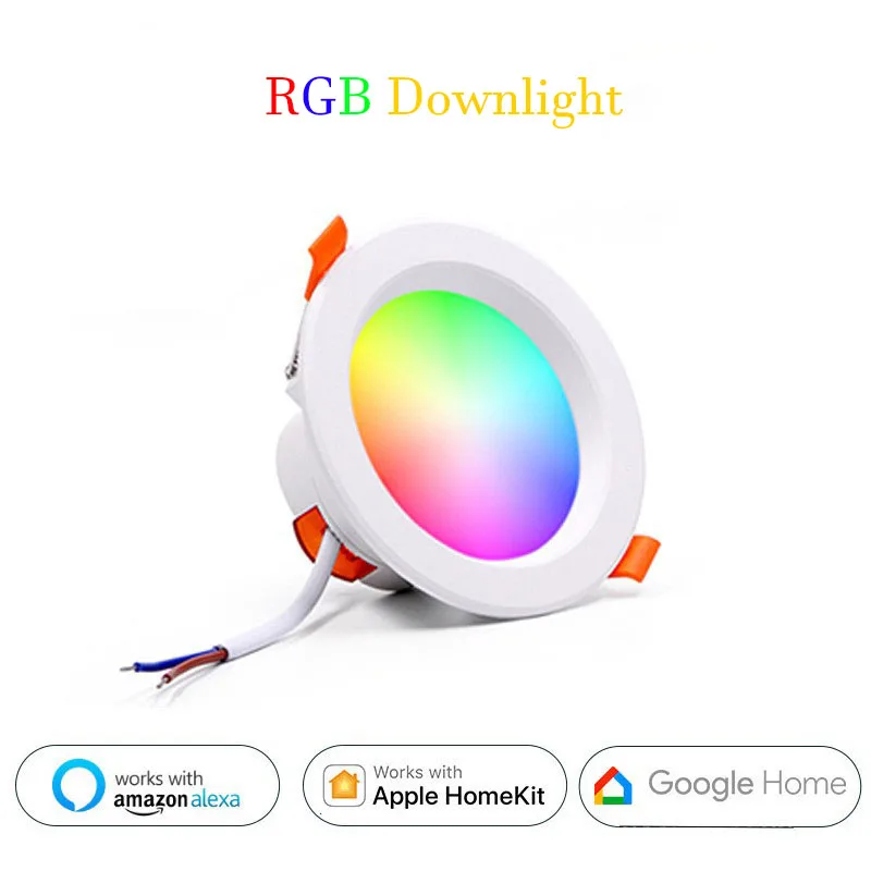 10W Smart LED Downlight RGB Dimmable Spotlight Tuya WiFi Smart Ceiling Lamp RGB+CW+CCT Voice Control with Alexa Google