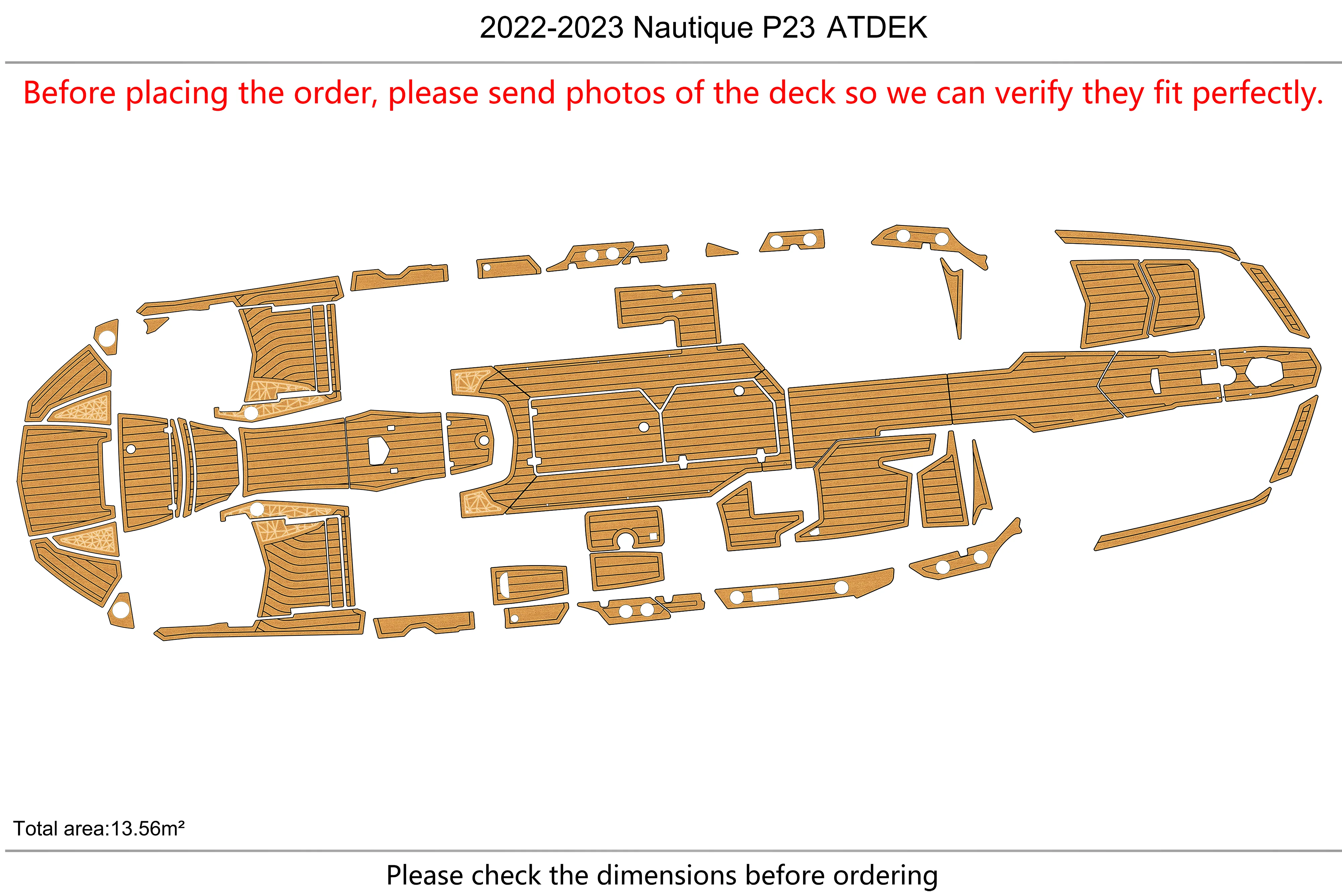 Non-Slip EVA Faux Teak Marine Mat Self-Adhesive 6mm Yacht Cockpit Pad for 2022-2023 Nautique P23 P23 Boat Decking Easy Install