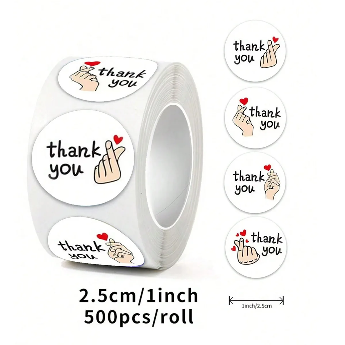 

100-500pcs Valentine's Day Stickers Red Heart Gesture Thank You Adhesive Labels for Wedding Card Decoration Sealing Stickers