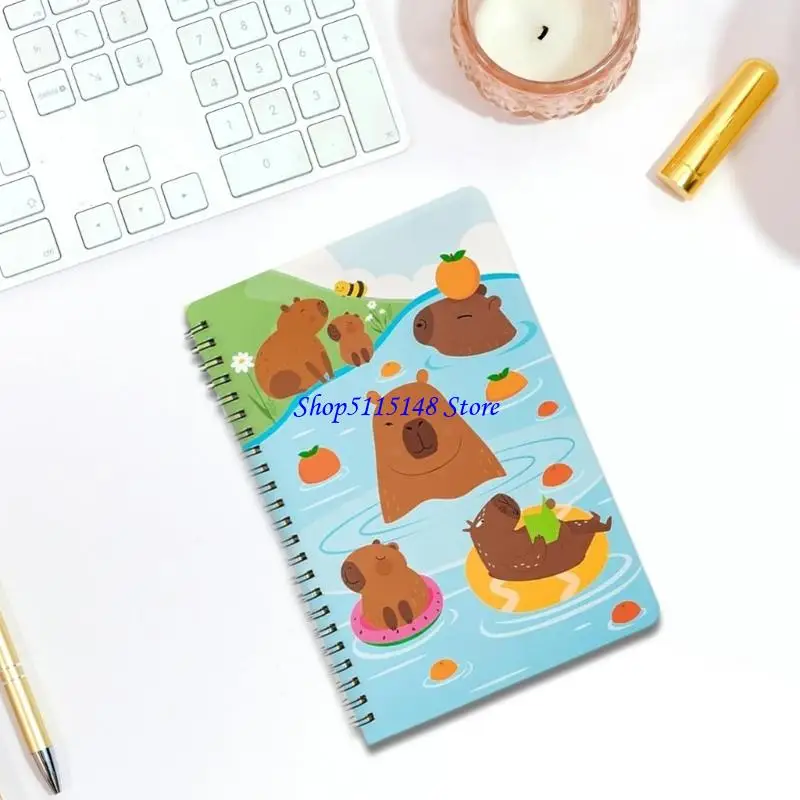 F3MA 2Pcs Cartoon Notebook Twin Coil Binding Notebook 100 Pages 80gsm Lined Paper for Writing College Ruled Note Book Journal