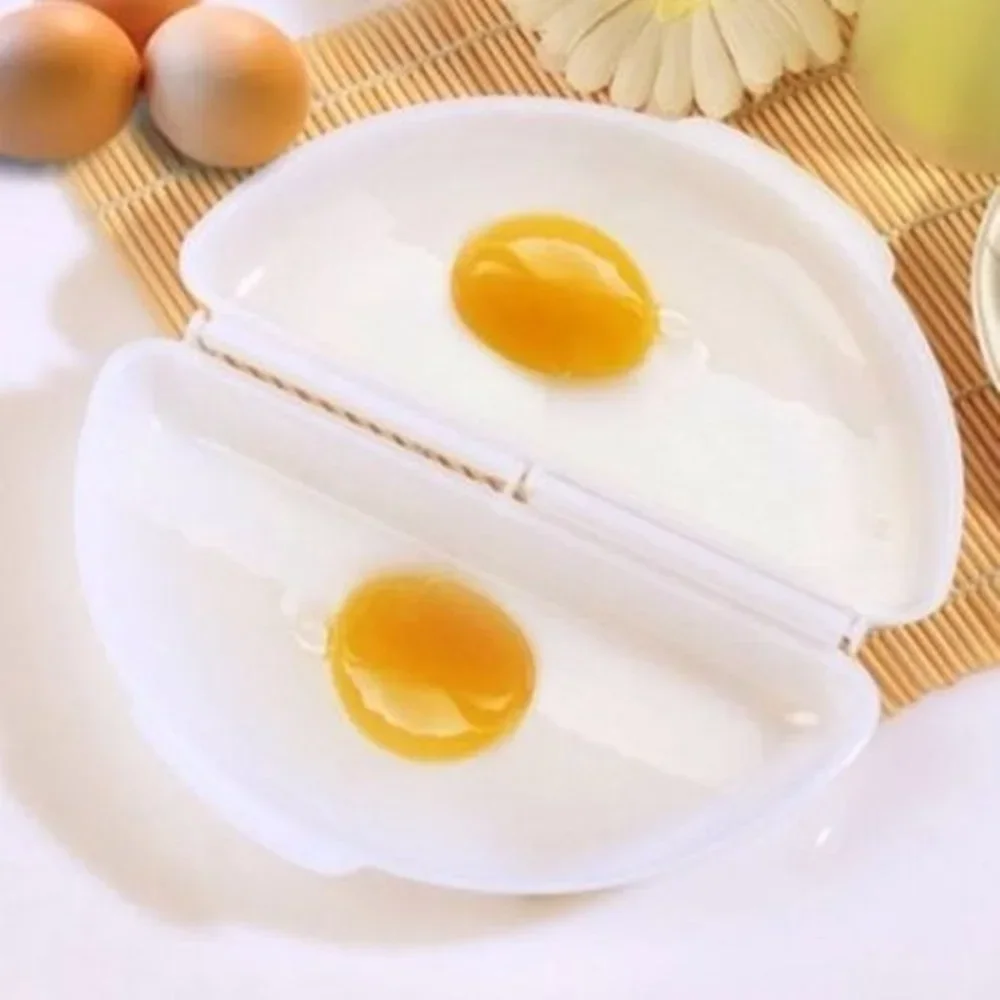 Useful White Microwave Omelette Egg Maker Tray Non-toxic Eggs Steamer Box Silicone Egg Cooker Egg Poacher Kitchen Cooking Tools