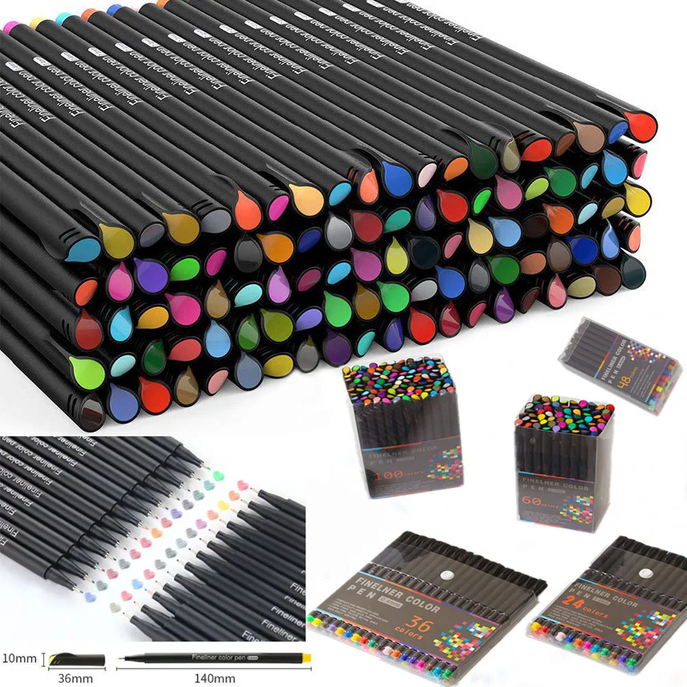 

1 коробка цветных ручек-крючков, ручки для отслеживания ручек, художественные акварельные кисти, раскраска, игольчатые ручки, канцелярские принадлежности для рисования