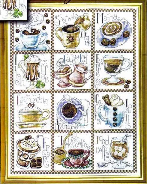 Cross Stitch Kit DW 02597 Coffee Cup 40-50 28ct 32ct 14ct Metallic fabric can be Customized Cloth hand Embroidery Material Kit