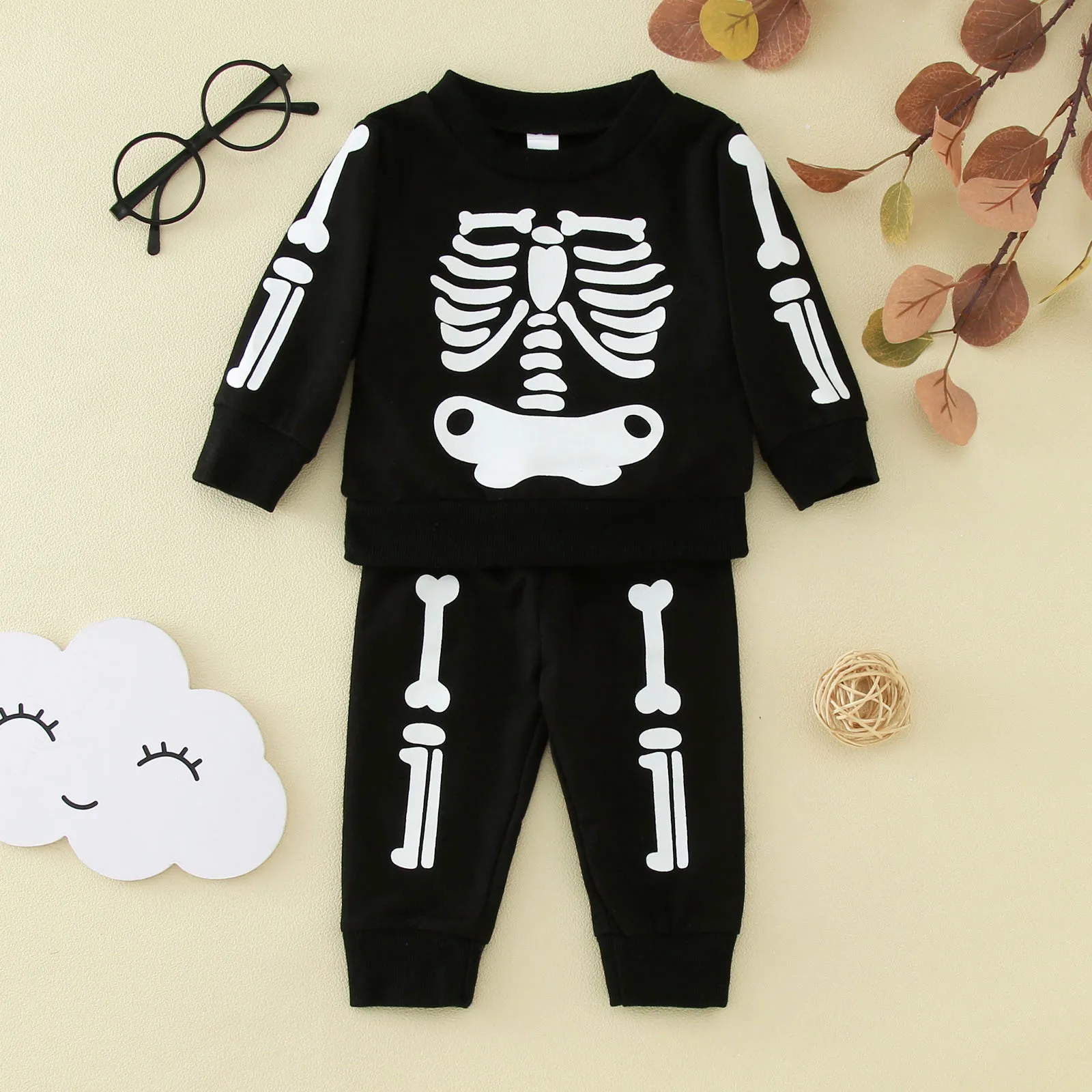 Halloween Newborn Infant Baby Boys Girls Halloween Costumes Winter Clothes Sets Long Sleeve Sweatshirt+Pants Sets 2Pcs Outfits