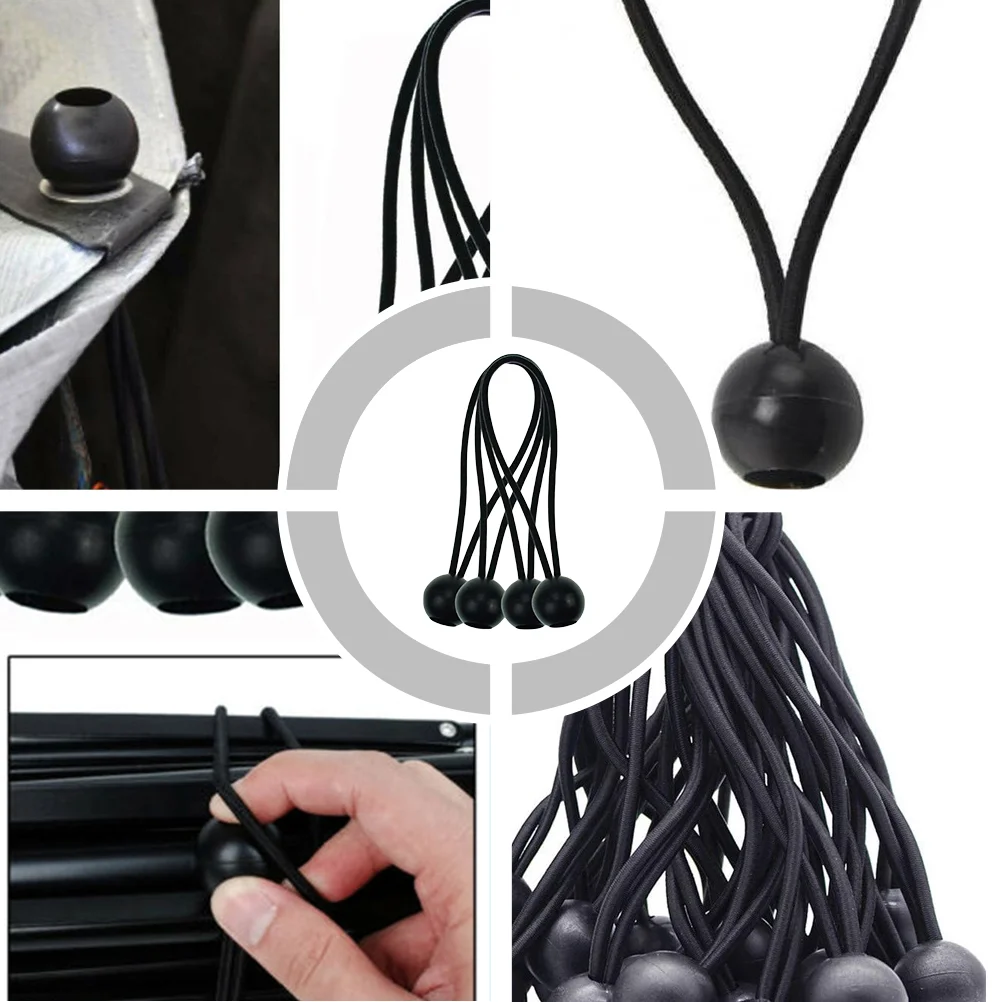 25 Pcs Elastic String with Ball Tent Pegs Tie Down Strap Dribble Tarp Elasticated Rope Polyester for Fitness Tarpaulin Securing