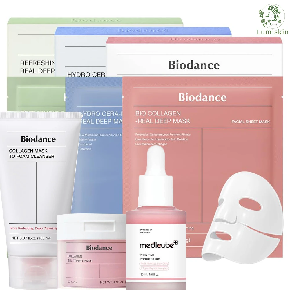 BIODANCE Collagen Collagen Real Deep Mask Toner Pads Peptide Serum Cleanser for Plumping Hydration Firming Skin Care