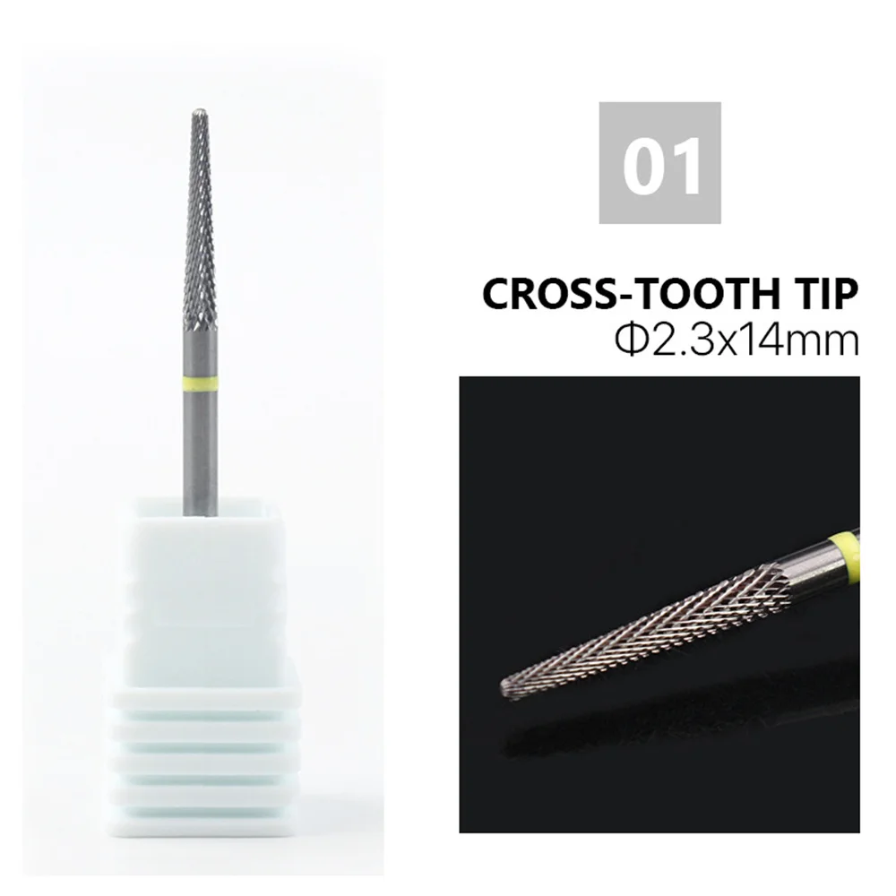 Punta per pulire le cuticole in carburo di grana media pulita a cono piccolo da 3/32" per trapani elettrici per unghie - Strumento professionale per manicure per unghie Sa