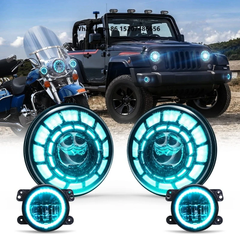 Light Kit RGB Color 7 Inch  LED Headlight Fog Lights LED Lamp