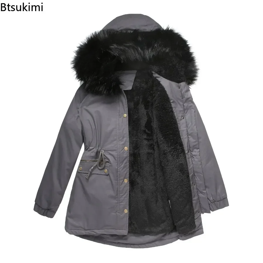 2024 Women\'s Thick Warm Parka Oversized Autumn Winter Plush Cotton Jacket Coat with Fur Collar Female Hooded Warm Jacket S-4XL