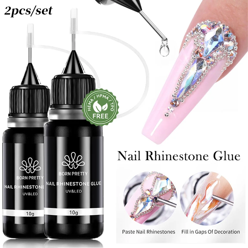 BORN PRETTY Gel de Uñas con Diamantes de Imitación 3D para Modelar y Tallar Flores, Manicura 30g, Gel Súper Adhesivo Sin Limpieza para Polvo y