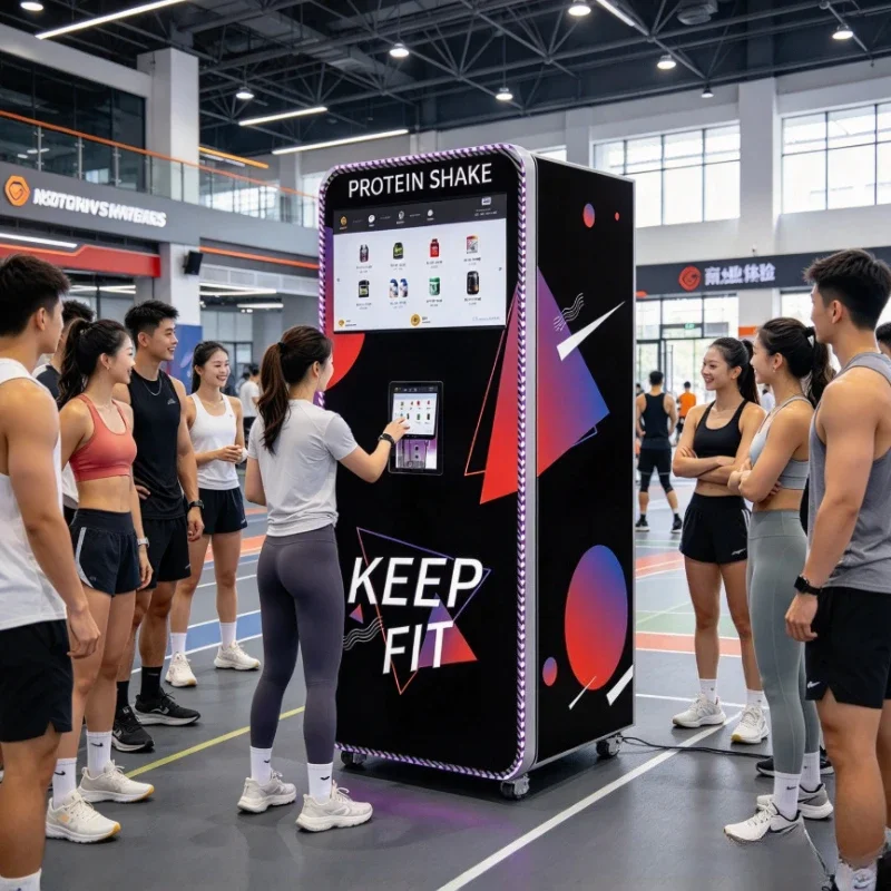 Customized 220V Commercial Bean To Cup Coffee Protein Shake Vending Machine SDK Auto Clean Remote Monitoring Cooling System