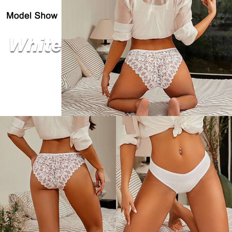 3Pcs/Set Transparent Lace Floral Underwear Seamless Triangle Underwear Sexy Close Fitting Panties For Women 7 Colors Comfy Panty