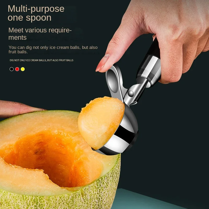 304 Stainless Steel Cream Scoop Springable Ice Cream Scoop Dual-purpose Ball Digger Ice Cream  Fruit Watermelon  Latest Gadgets images - 6