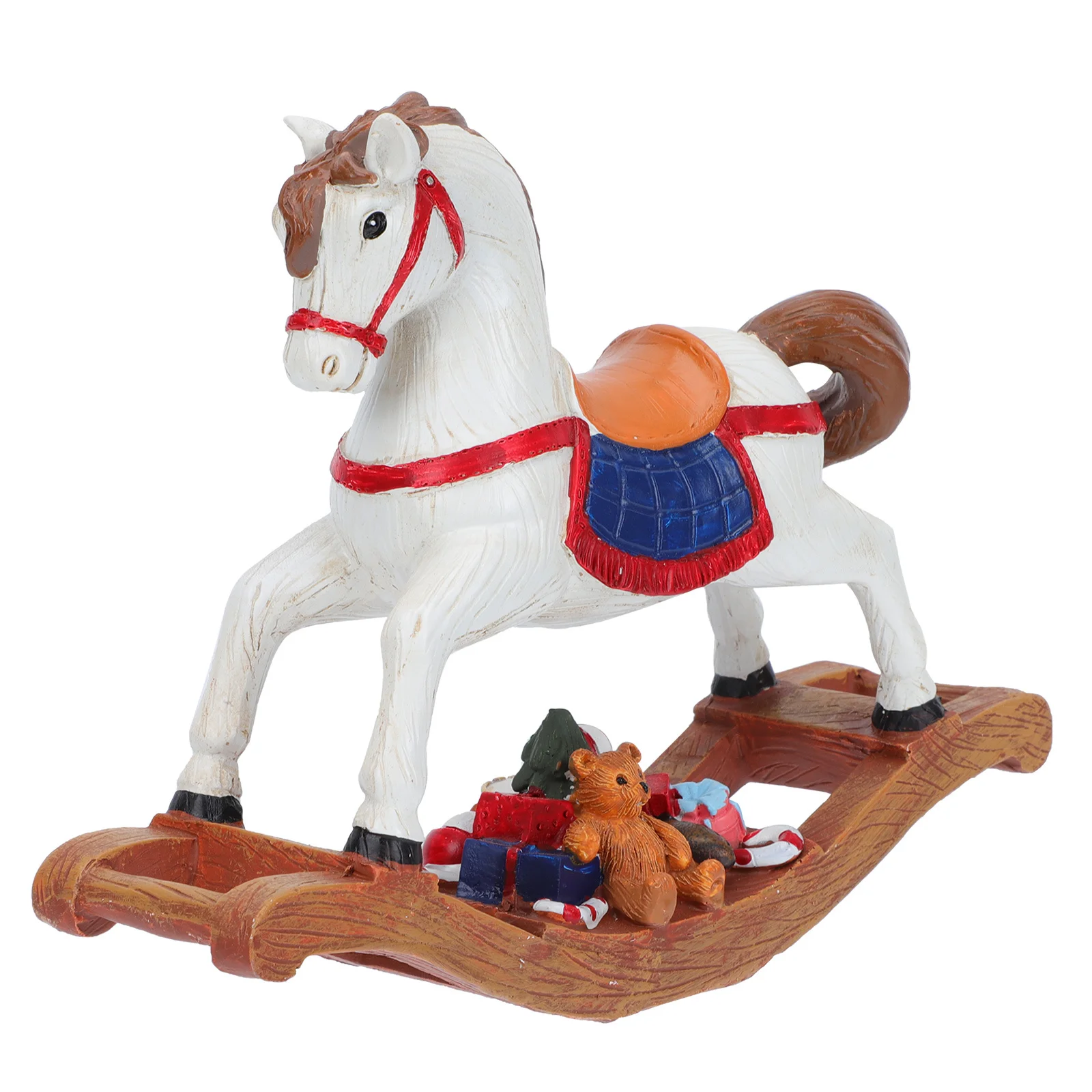 

1Pcs Resin Hobbyhorse Adornment Vivid Xmas Desktop Ornament Home Decoration Resin Artware Tabletop Sculpture Desktop Ornament