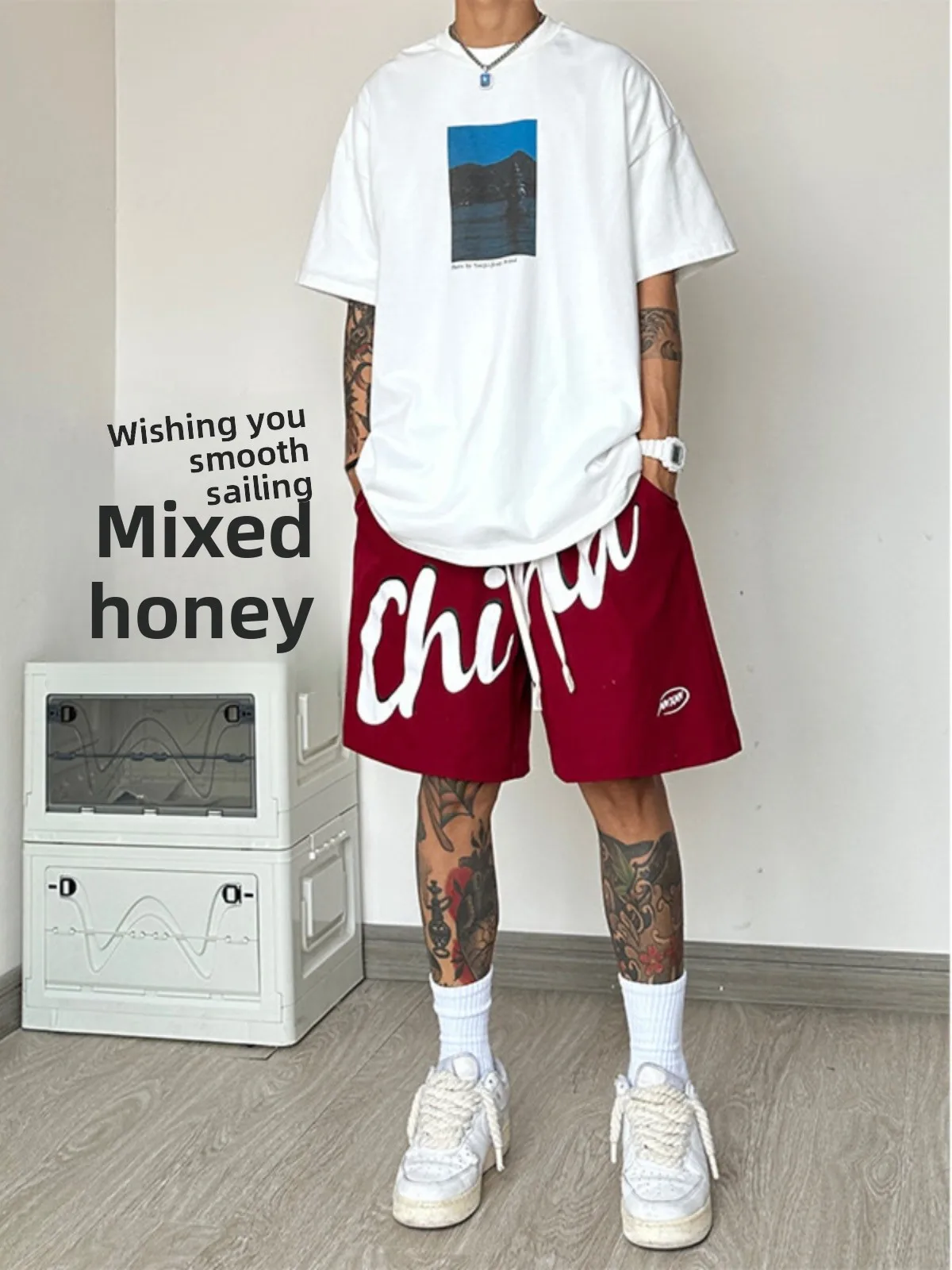 

Ice Silk Qui Dry ort Pants Men's Summer Design Baskeall Sports Six Legs Pants Wine Red Color Four Seasons Wear