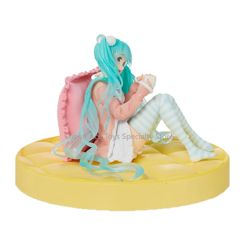 TAITO Hatsune Miku Anime Figure Home Clothing Pajamas Sitting Posture Action Figure Trendy Toys for Kids Gift Collectible Model