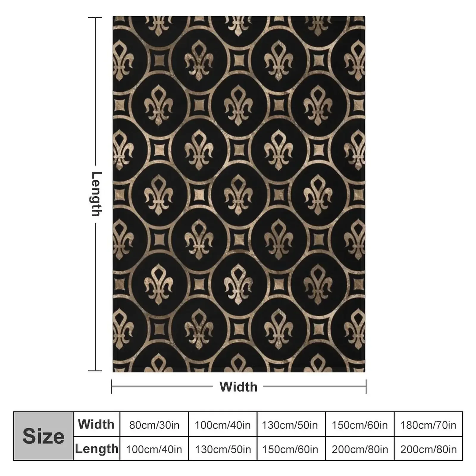 Fleur-de-lis pattern - Black and Gold Throw Blanket Luxury Thicken Large wednesday Blankets