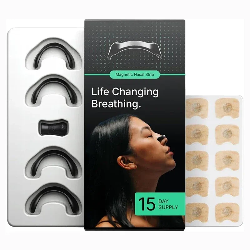 

Skin Safe Nasal Strips,Nasal Dilator Intake Breathing Nasal Strip Starter Kit Boost Oxygen Reduce Snoring,Magnetic Nose Strips