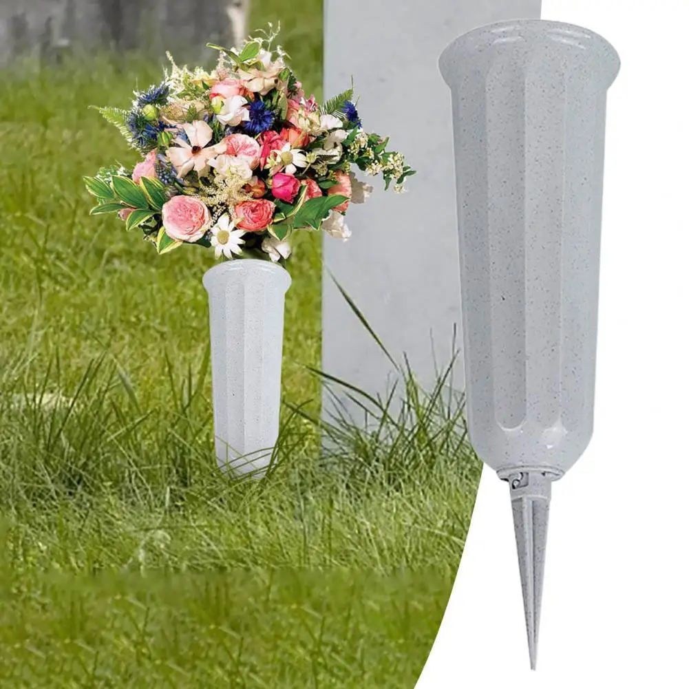 

Flower Vase T-shape Detachable Plastic Outdoor Grave Cemetery Vases with Spike Park Headstone Vase