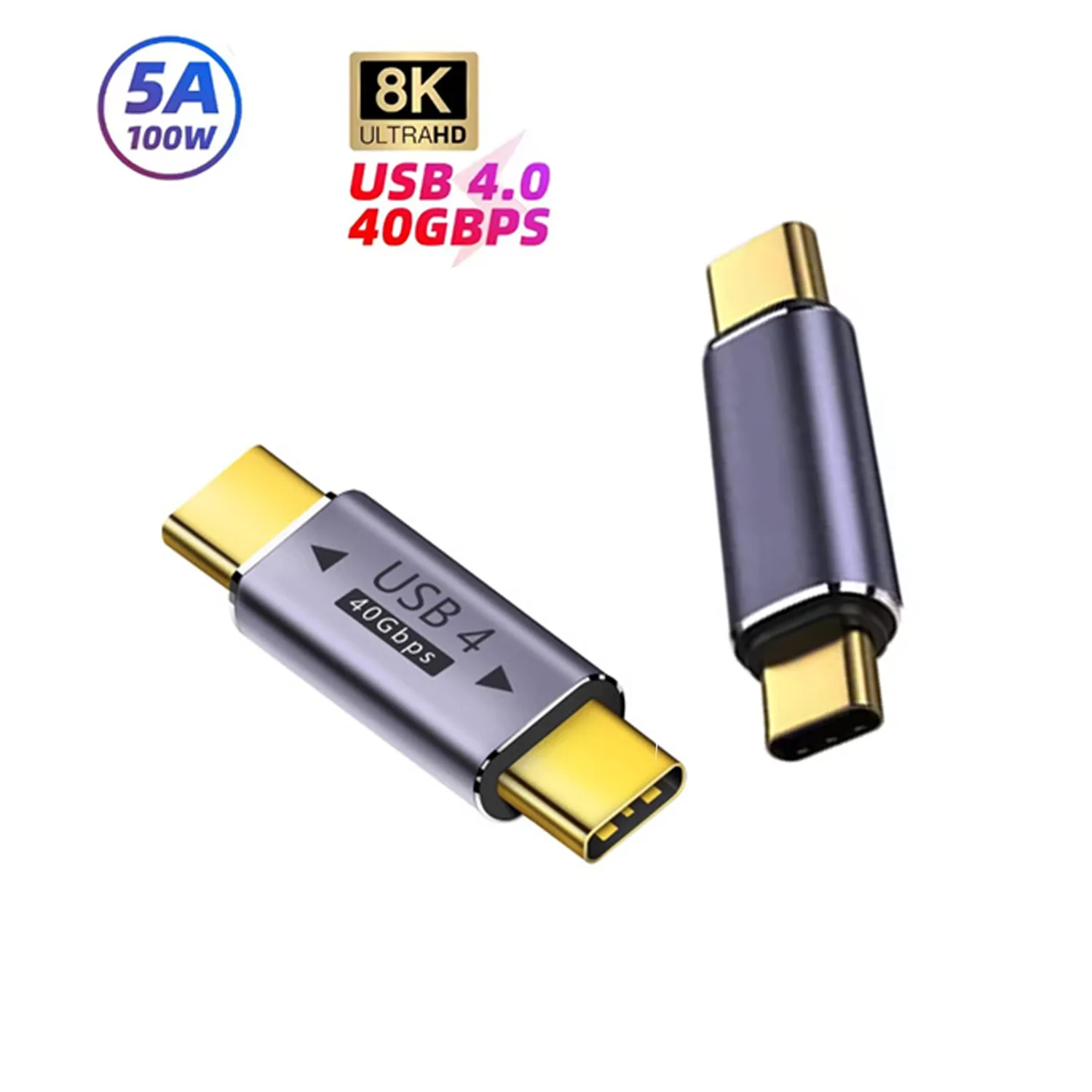 

USB C Adapters U-Shape Straight Angle Adapter Type C Female to Type C Male 40Gbps Fast Data Adapter Converter Charging Adapters