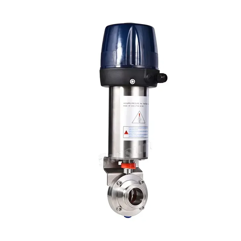 صمام لولبي Hygienic Stainless Steel 2'' Electric Actuator Pneumatic Actuator butterfly Valve with C-TOP Solenoid الهواء المضغوط — تفصيل 3