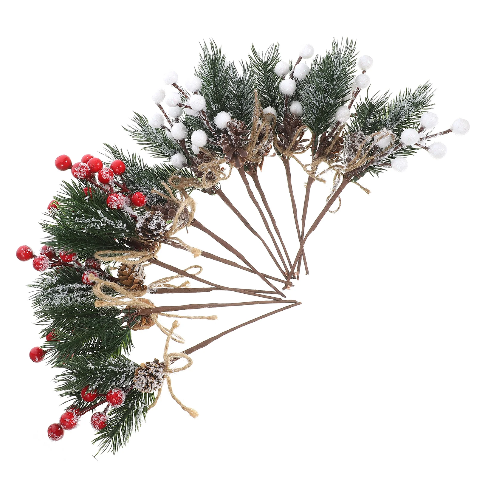 

12Pcs Artificial Christmas Pine Branches Pine Cone Xmas Pick Decorations for Party Home Christmas Supplies Wreath
