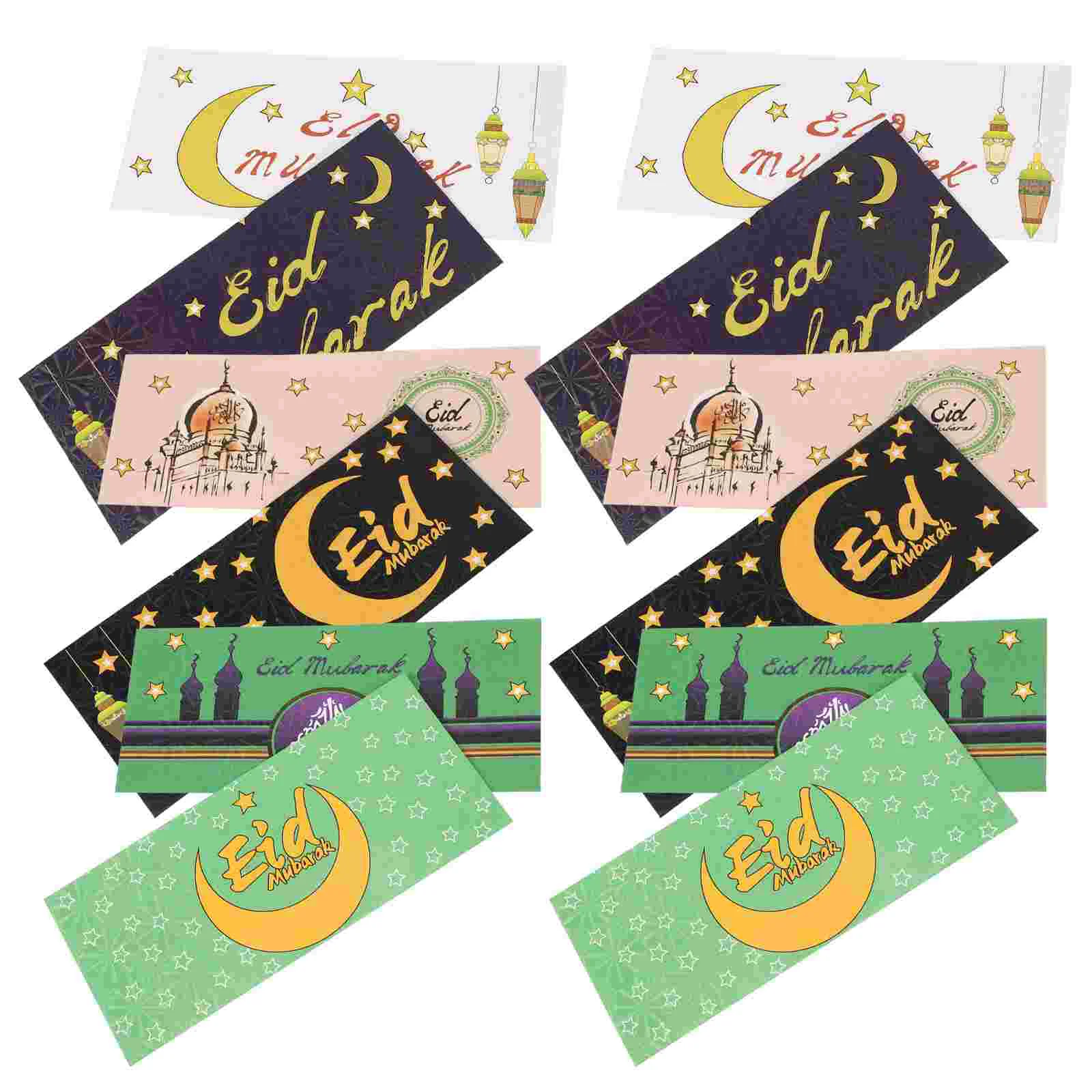 36 Pcs Unique Red Envelopes for Eid Festival Gift Mubarak Cash Paper Currency Greeting Cards Bag