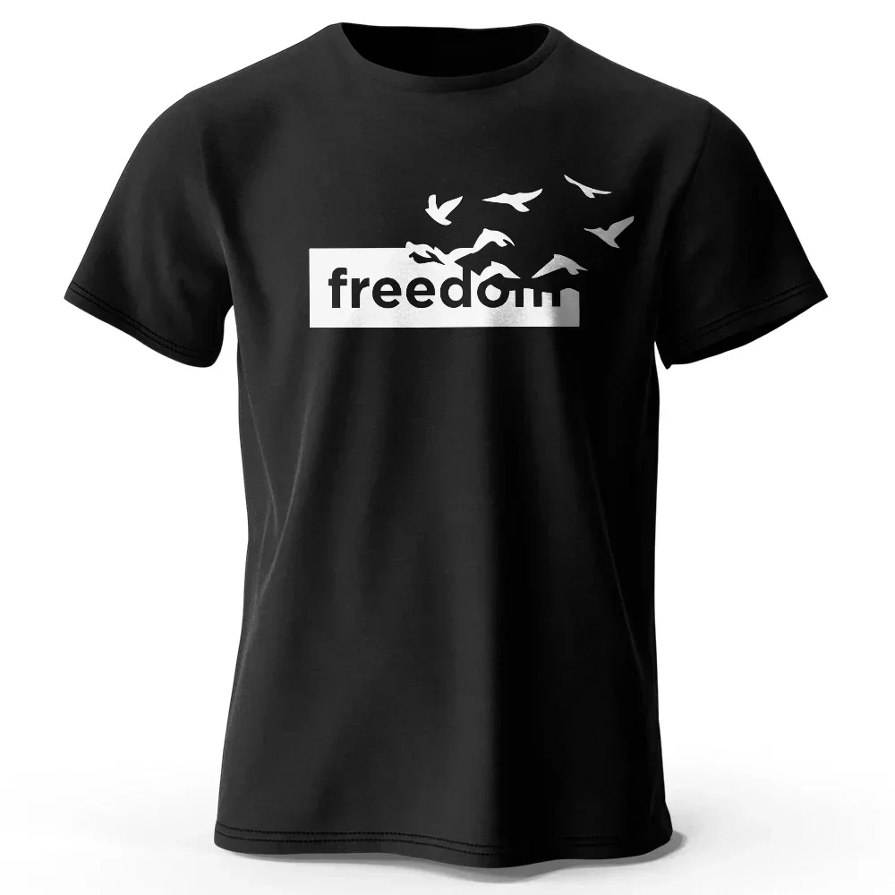 

100% Cotton Tshirt The Freedom Tops Tees Logo High Quality T-Shirt Printed Unisex Oversized Crewneck Graphic Customize T Shirts